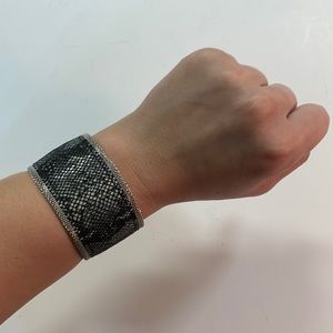 Snake print and silver western cowboy bracelet